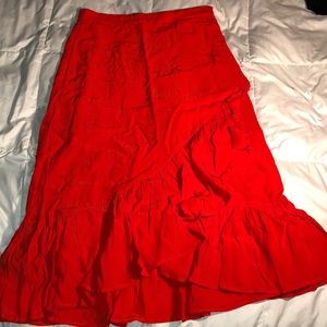 CALF LENGTH FLOUNCED SKIRT